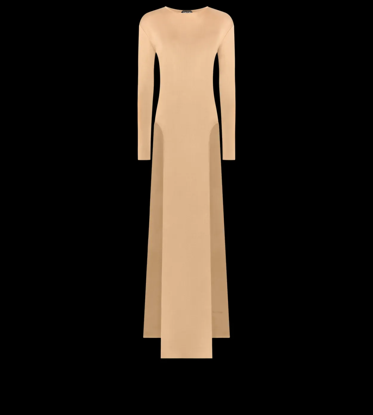 FINE KNIT CREWNECK EVENING DRESS WITH HIGH LEG SIDE SLASHES