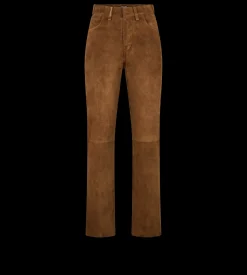FULL GRAIN LAMB SUEDE FIVE-POCKET PANTS WITH TF DEBOSSED LOGO