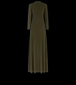 FULL NEEDLE FINE CASHMERE SILK CREWNECK COLUMN DRESS