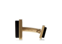 GOLD AND ONYX SQUARE CUFFLINKS