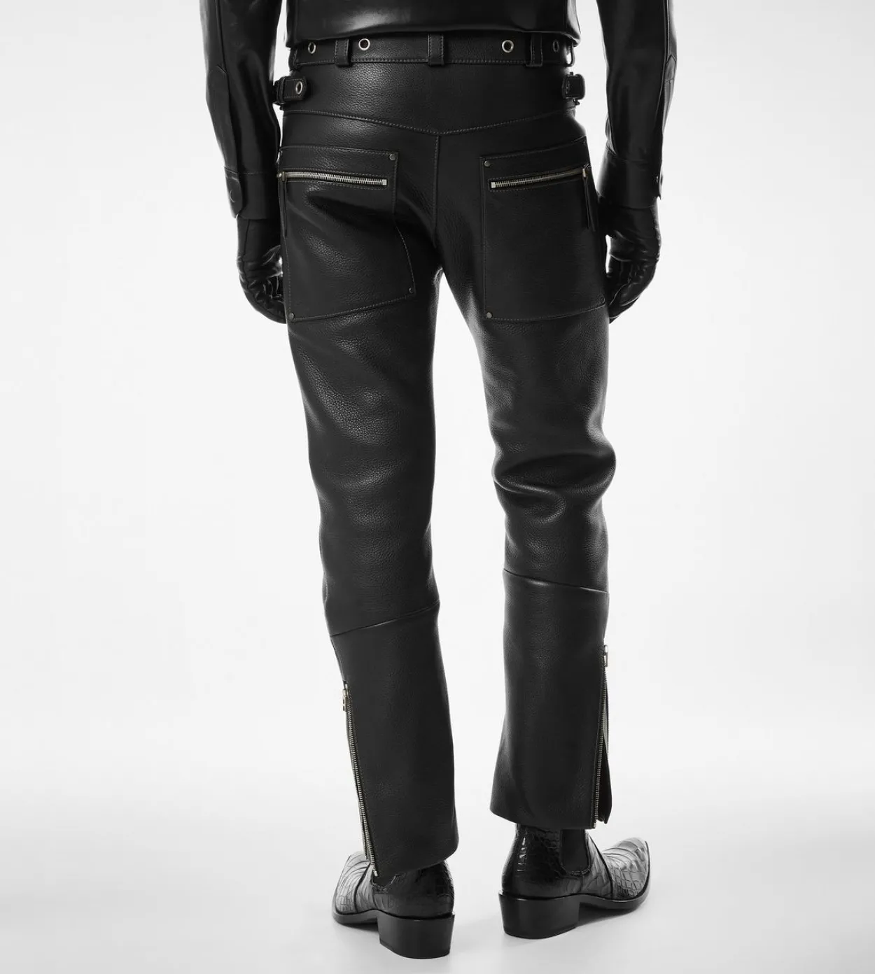 GRAIN LEATHER BIKER PANT