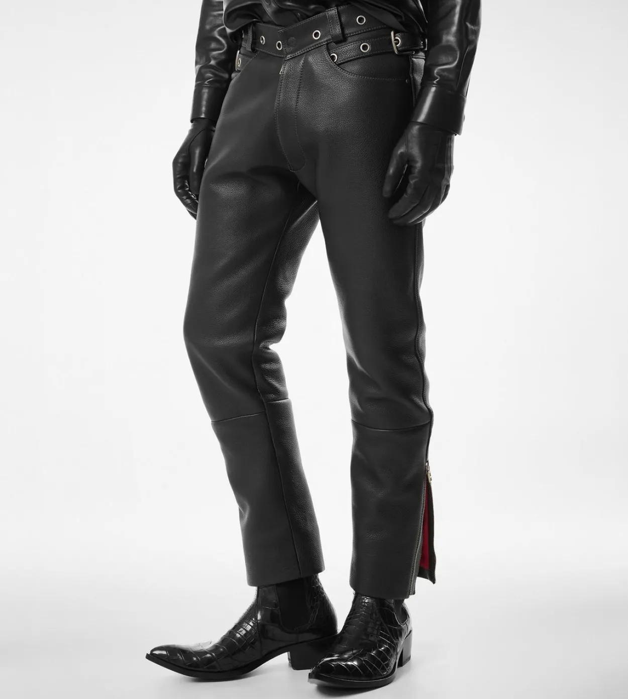 GRAIN LEATHER BIKER PANT