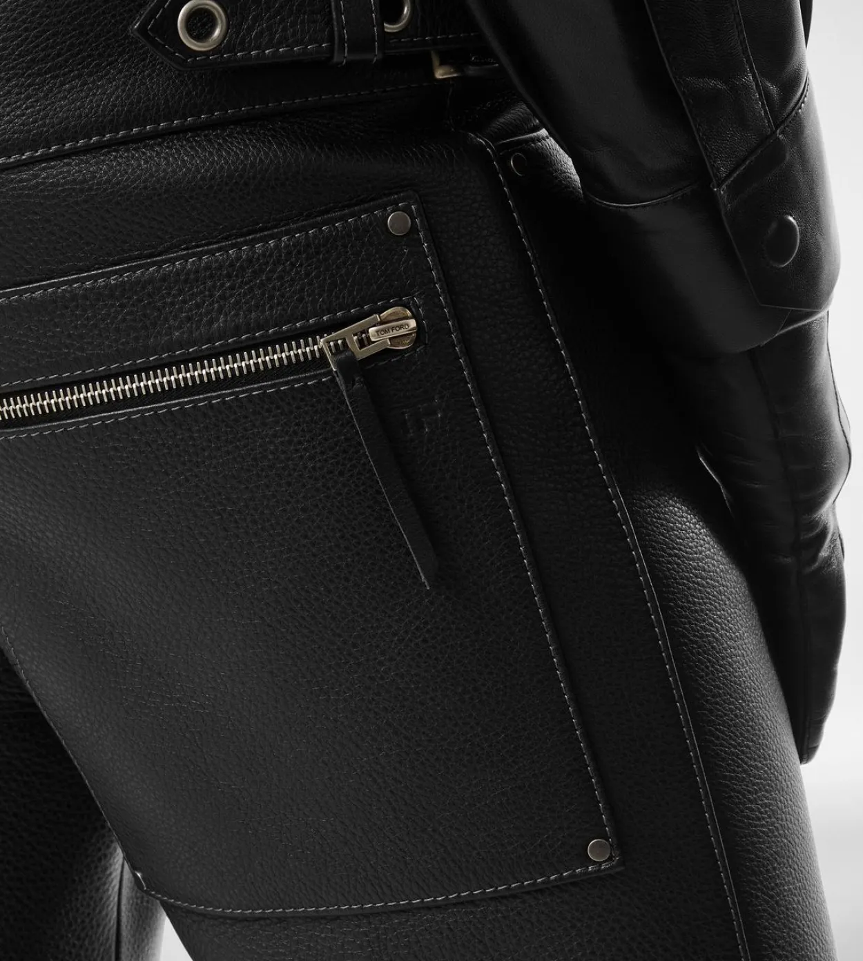 GRAIN LEATHER BIKER PANT