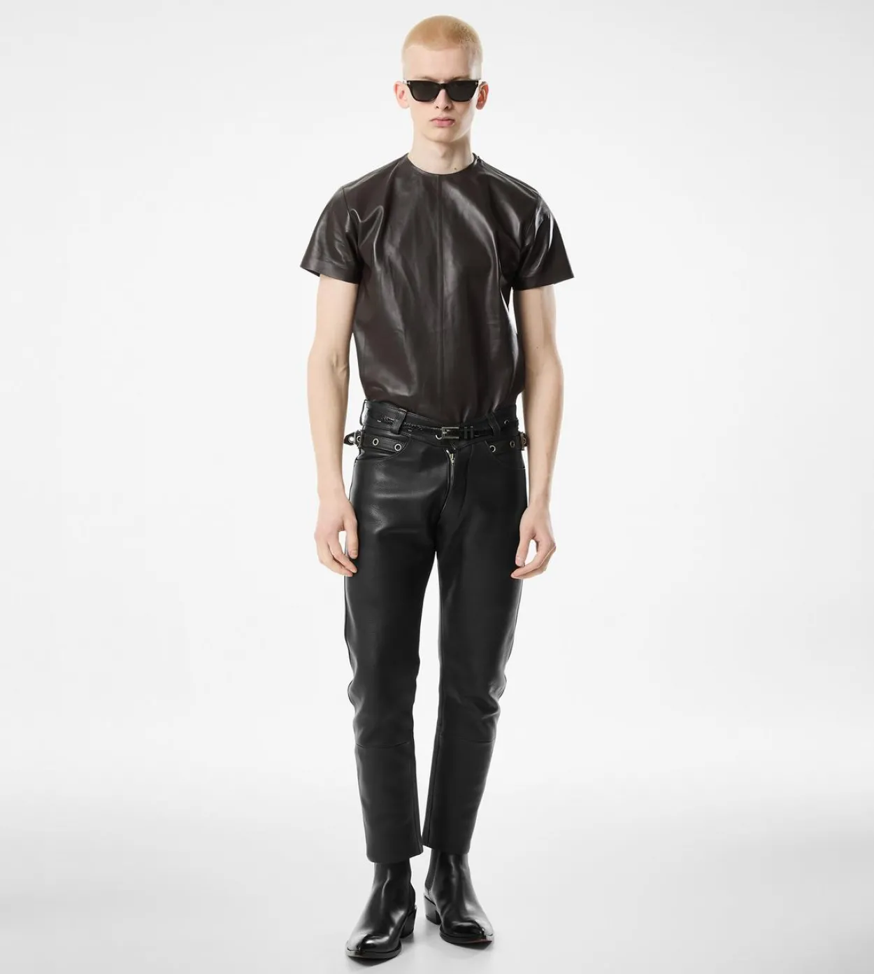GRAIN LEATHER BIKER PANT