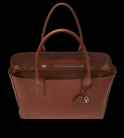 GRAIN LEATHER T-LINE EAST-WEST TOTE