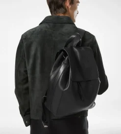 GRAIN LEATHER T-LINE FLAP BACKPACK