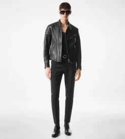 GRAIN LEATHER ZIP BIKER