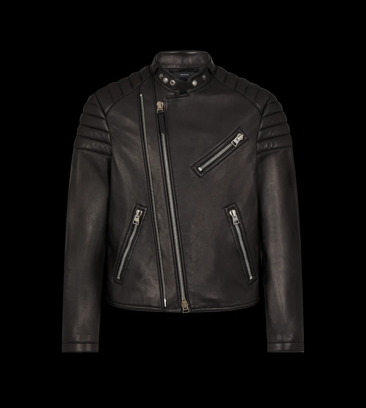 GRAIN LEATHER ZIP BIKER