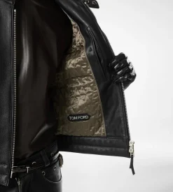 GRAIN LEATHER ZIP BIKER