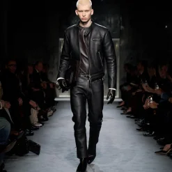 GRAIN LEATHER ZIP BIKER