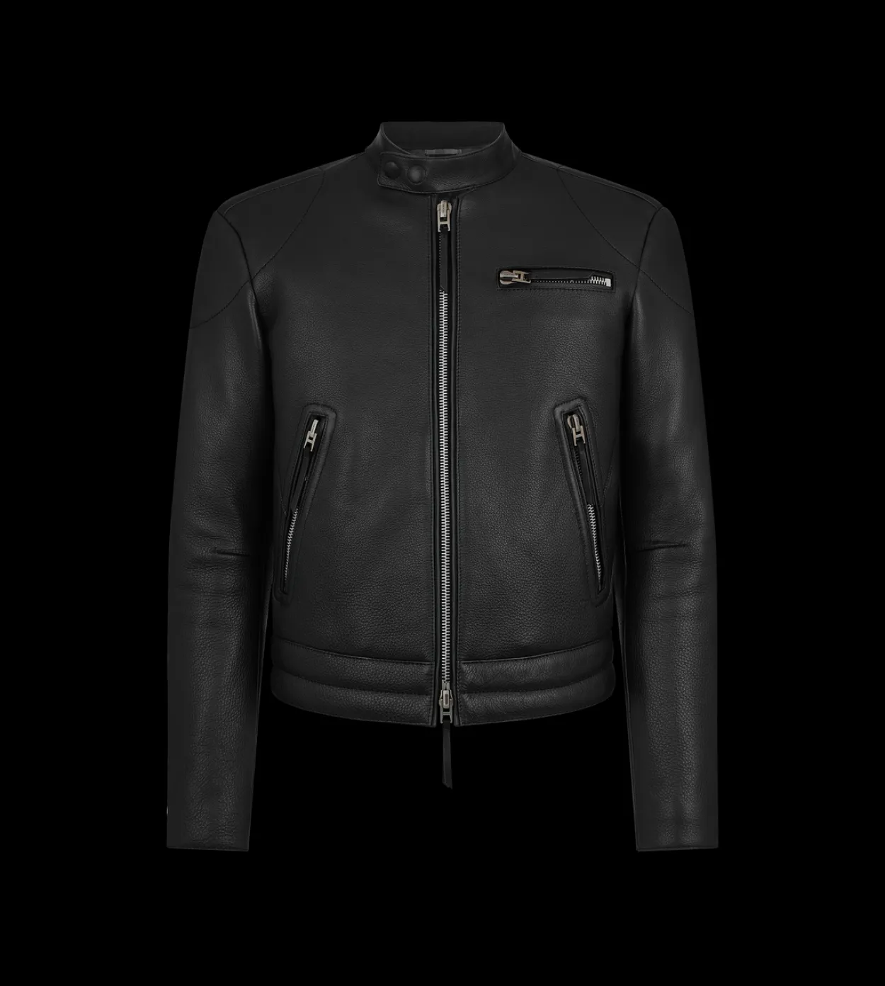 GRAIN LEATHER ZIP BIKER