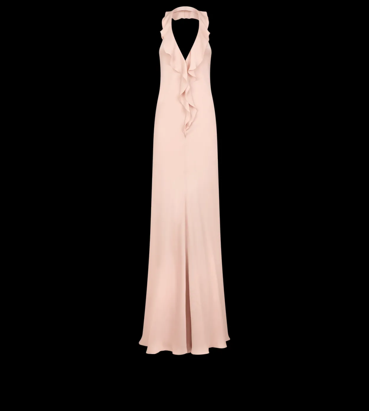HALTERNECK EVENING DRESS WITH RUFFLE DETAIL
