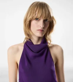 HALTERNECK SILK COCKTAIL DRESS WITH OPEN BACK