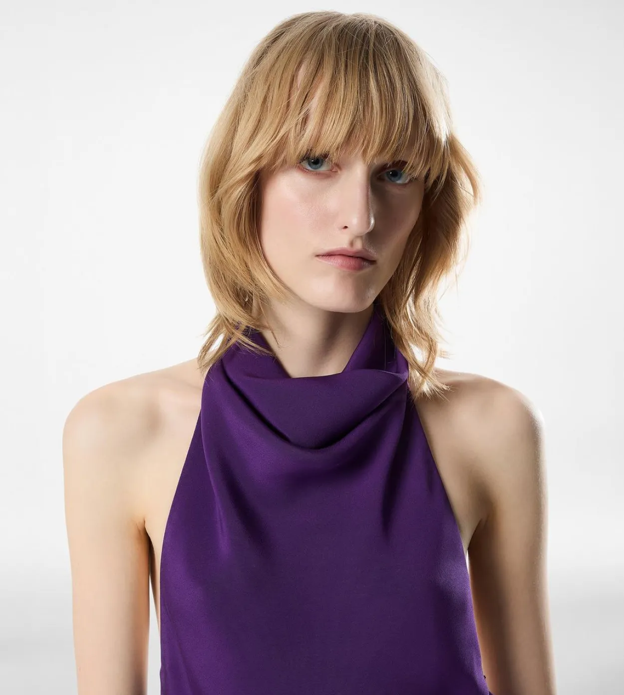HALTERNECK SILK COCKTAIL DRESS WITH OPEN BACK