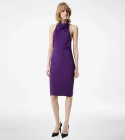 HALTERNECK SILK COCKTAIL DRESS WITH OPEN BACK