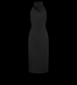 HALTERNECK SILK COCKTAIL DRESS WITH OPEN BACK