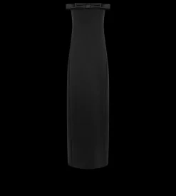 HEAVY CREPE ENVERS SATIN STRAPLESS COCKTAIL DRESS WITH BOW DETAIL