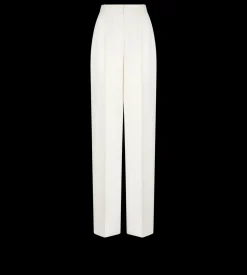 HEAVY SILK TWILL HIGH-WAIST TAILORED WIDE LEG PLEATED STRAIGHT PANTS