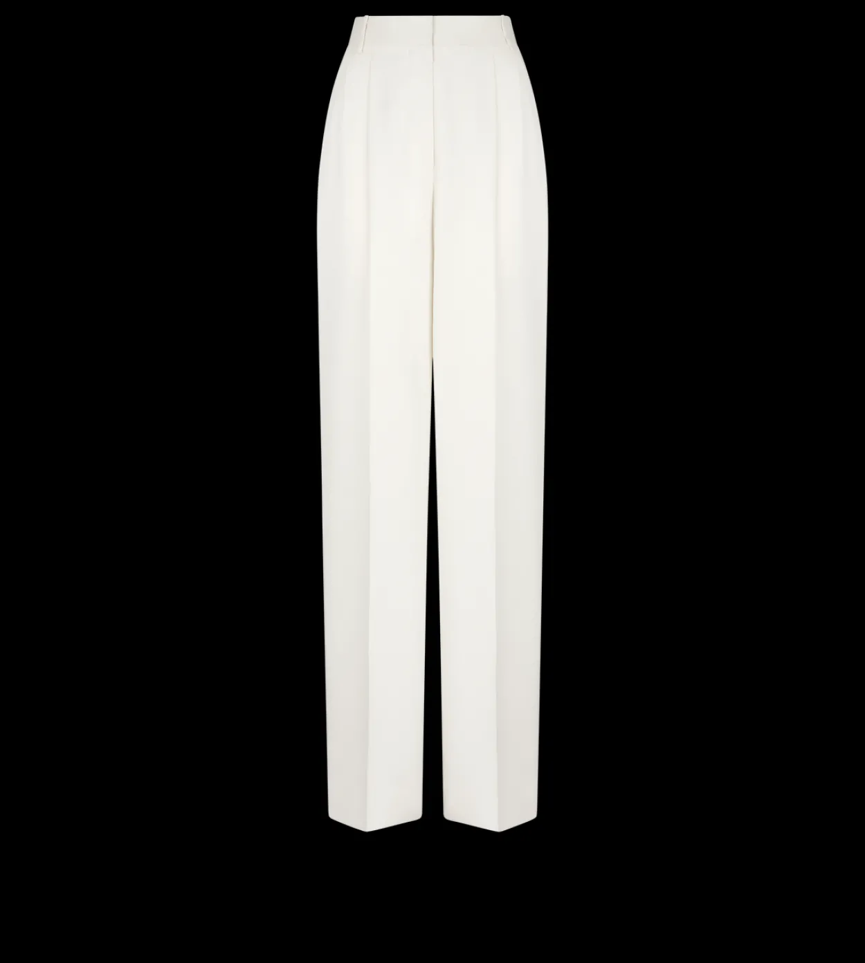 HEAVY SILK TWILL HIGH-WAIST TAILORED WIDE LEG PLEATED STRAIGHT PANTS