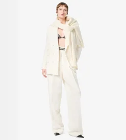 HEAVY SILK TWILL HIGH-WAIST TAILORED WIDE LEG PLEATED STRAIGHT PANTS