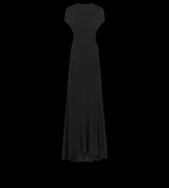 IMPOSSIBLE BACKLESS CAP SLEEVE EVENING DRESS WITH TRAIN