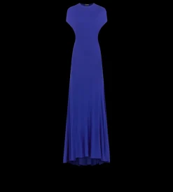 IMPOSSIBLE BACKLESS CAP SLEEVE EVENING DRESS WITH TRAIN