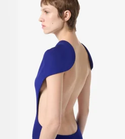 IMPOSSIBLE BACKLESS CAP SLEEVE EVENING DRESS WITH TRAIN