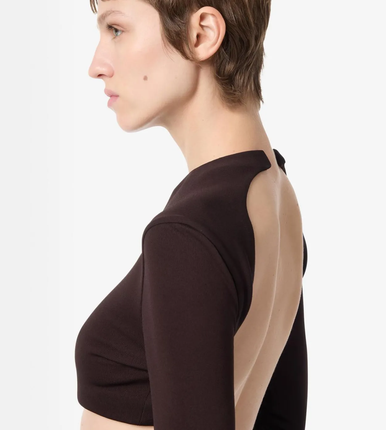 IMPOSSIBLE BACKLESS LONG SLEEVE CROPPED TOP
