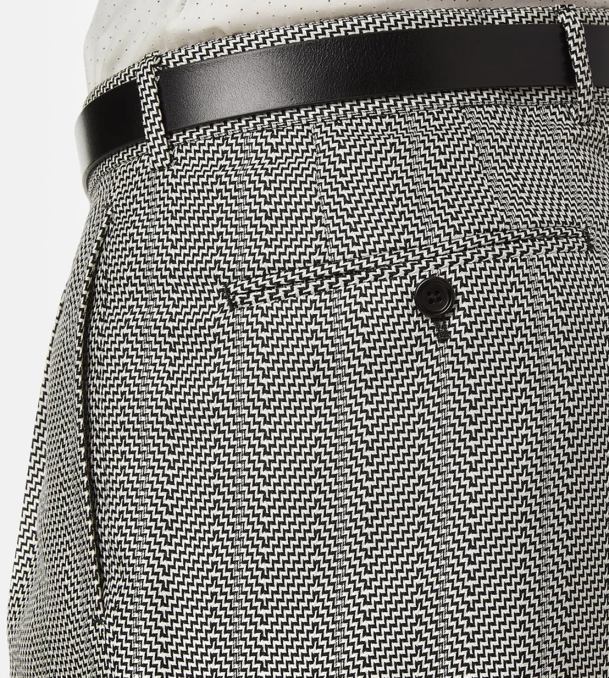 JACQUARD SHARKSKIN HERRINGBONE DOUBLE PLEAT PANT