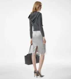 KNEE-LENGTH SKIRT WITH LACE INSERTS