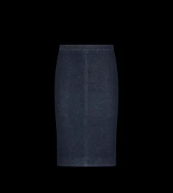 KNEE-LENGTH TAILORED DENIM SKIRT