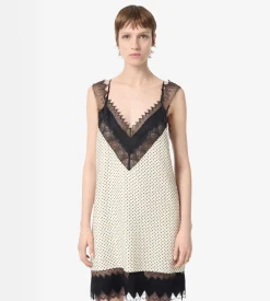 LACE-ENCRUSTED CAMISOLE MINI COCKTAIL DRESS