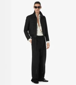 LACQUERED WOOL TRICOTINE BATTLE JACKET