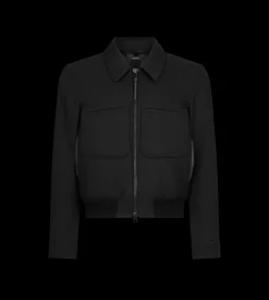 LACQUERED WOOL TRICOTINE BATTLE JACKET