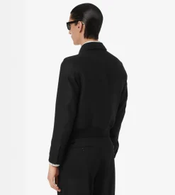 LACQUERED WOOL TRICOTINE BATTLE JACKET