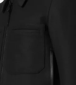 LACQUERED WOOL TRICOTINE BATTLE JACKET