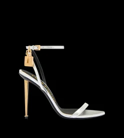 LAMINATED NAPPA LEATHER PADLOCK POINTY NAKED SANDAL