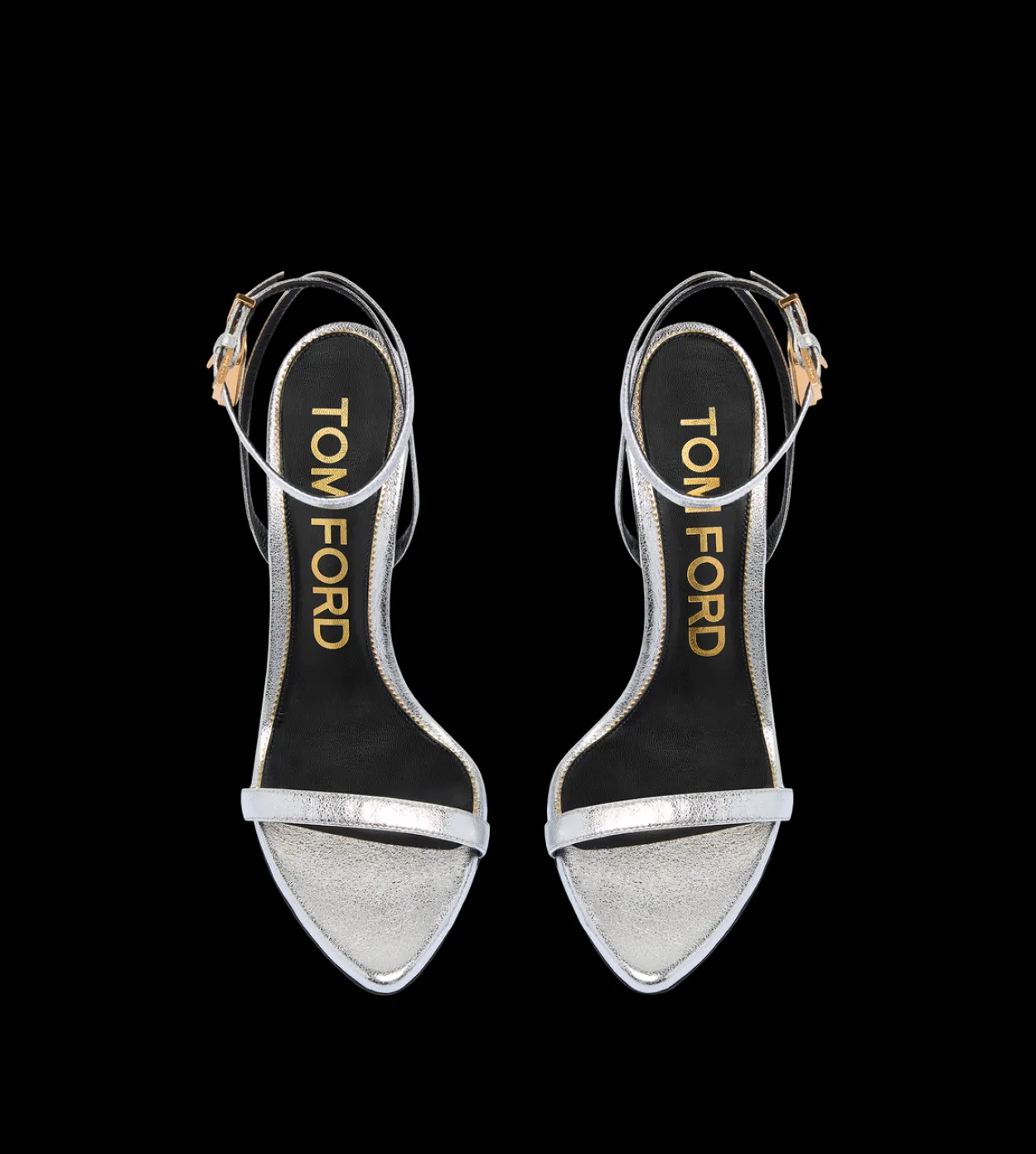 LAMINATED NAPPA LEATHER PADLOCK POINTY NAKED SANDAL
