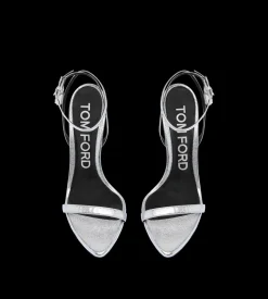 LAMINATED NAPPA LEATHER PADLOCK POINTY NAKED SANDAL