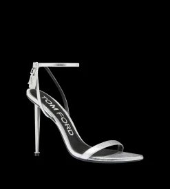 LAMINATED NAPPA LEATHER PADLOCK POINTY NAKED SANDAL