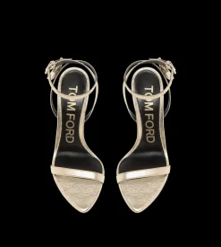 LAMINATED NAPPA LEATHER PADLOCK POINTY NAKED SANDAL