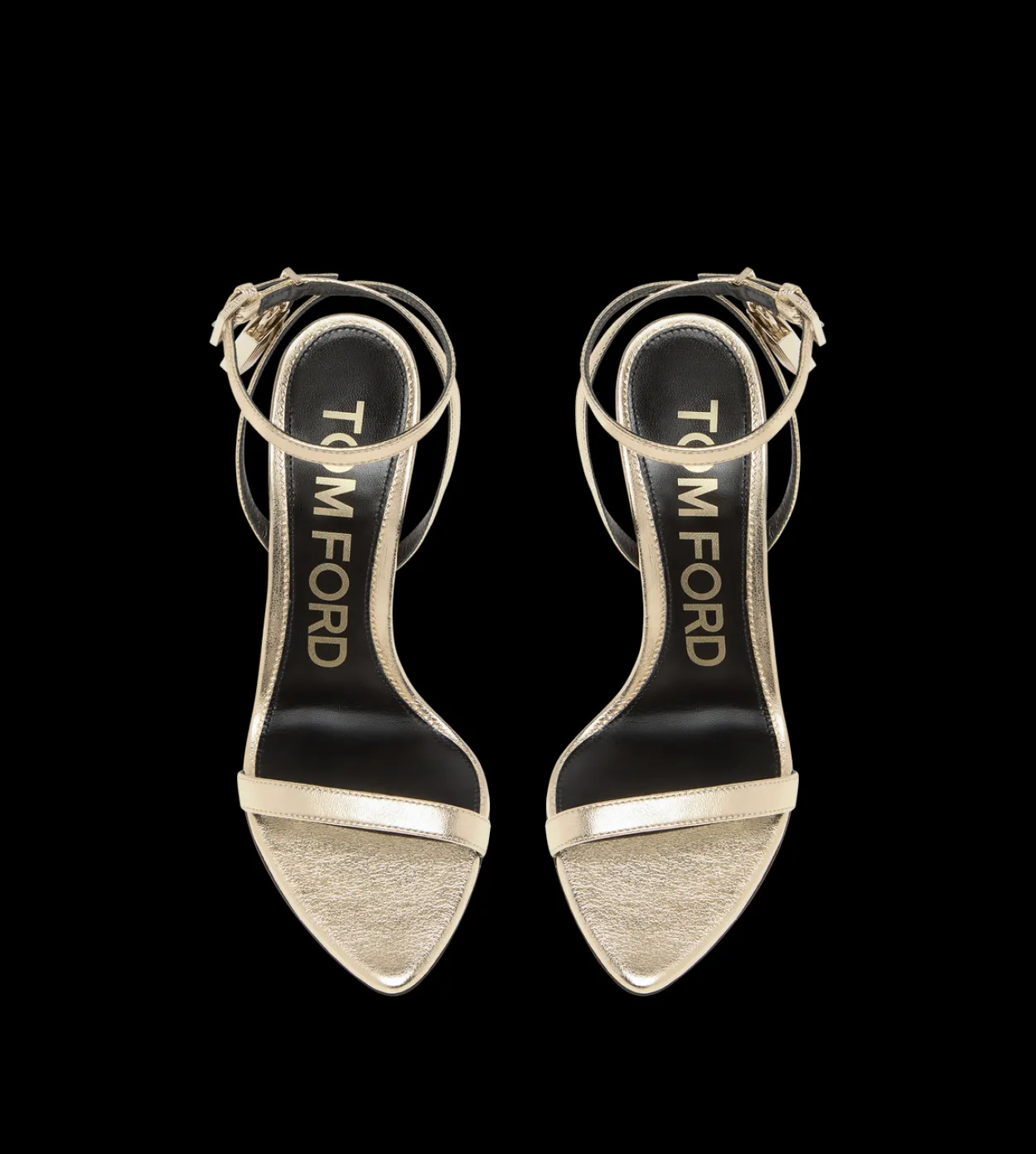 LAMINATED NAPPA LEATHER PADLOCK POINTY NAKED SANDAL