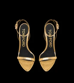 LAMINATED NAPPA LEATHER PADLOCK POINTY NAKED SANDAL