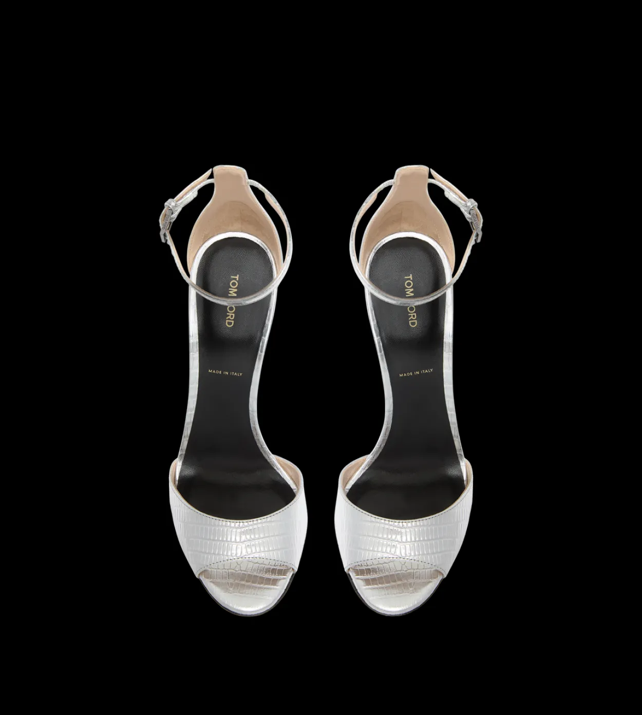 LAMINATED PRINTED TEJUS SPIRE ANKLE STRAP SANDAL