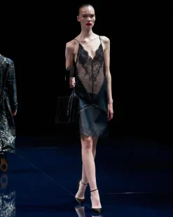 LEATHER AND LACE SLIP DRESS