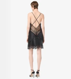 LEATHER AND LACE SLIP DRESS