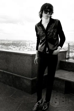 LEATHER FRONT SHIRT