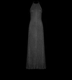 LONG HALTERNECK DRESS WITH OPEN BACK AND TOM FORD METAL PLAQUE