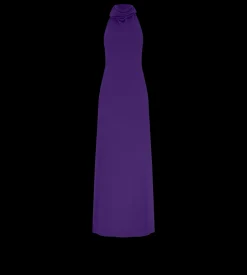 LONG HALTERNECK DRESS WITH POCKETS AND OPEN BACK