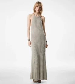 LONG HALTERNECK DRESS WITH OPEN BACK AND TOM FORD METAL PLAQUE